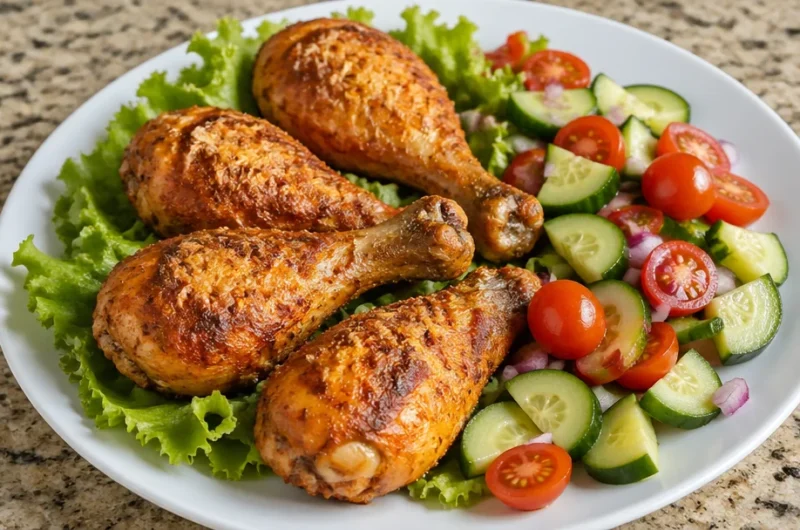 Crispy chicken served with a fresh salad