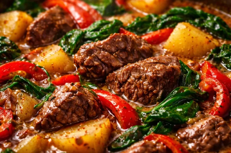 Delicious easy ground beef stew served in a bowl, perfect for family dinners.