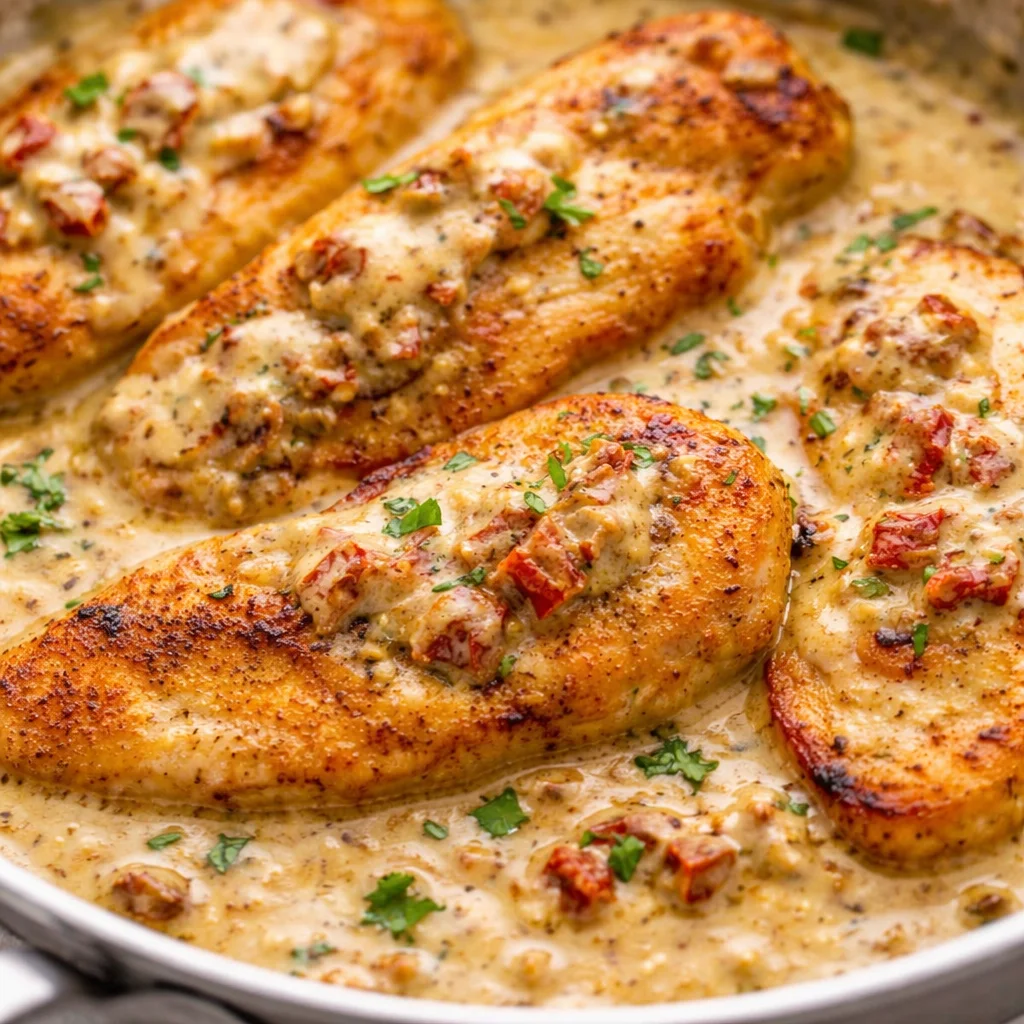 Delicious Marry Me Chicken with creamy sun-dried tomato sauce served on a plate.