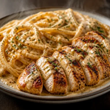 Delicious Cajun Chicken Pasta with a creamy sauce ready to serve.