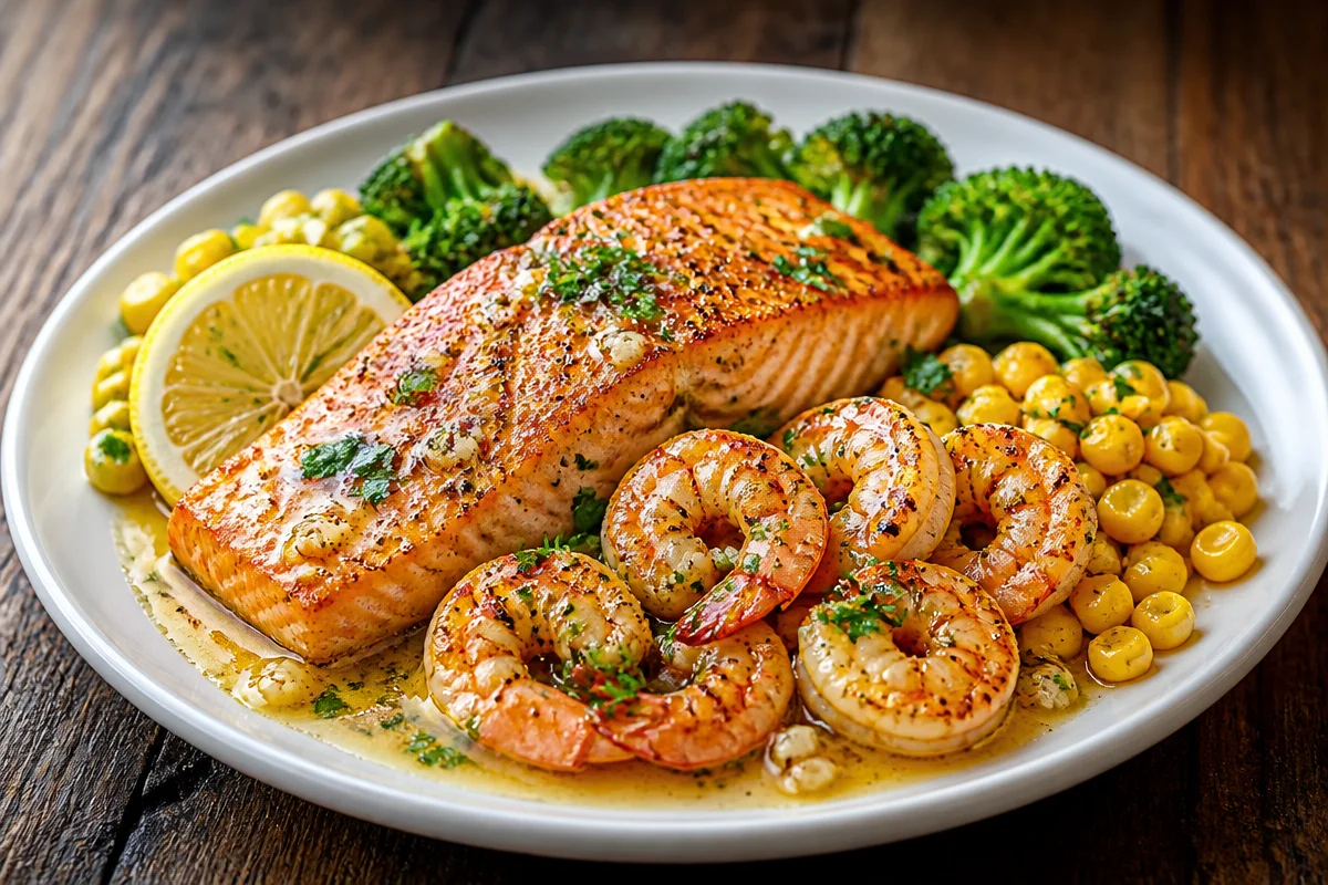 Creamy Garlic Butter Salmon & Shrimp