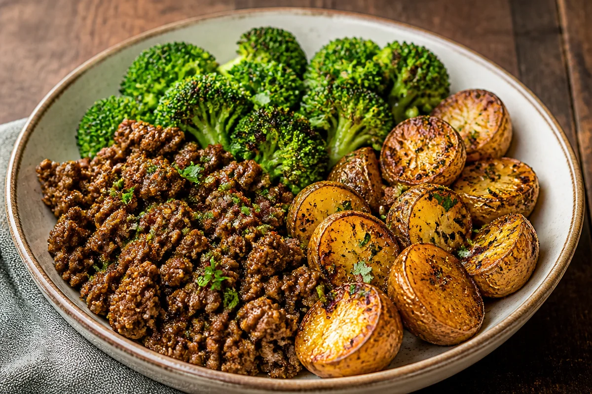 Crispy Beef & Broccoli Potato Bowl