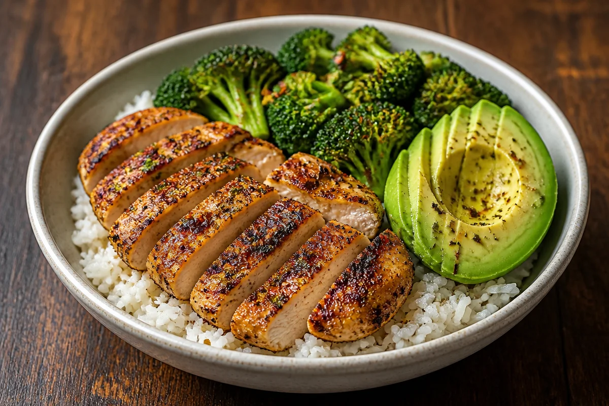 Crispy Chicken Broccoli Rice Bowl