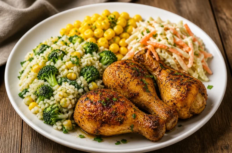 Crispy Garlic Herb Chicken Plate garnished with fresh herbs