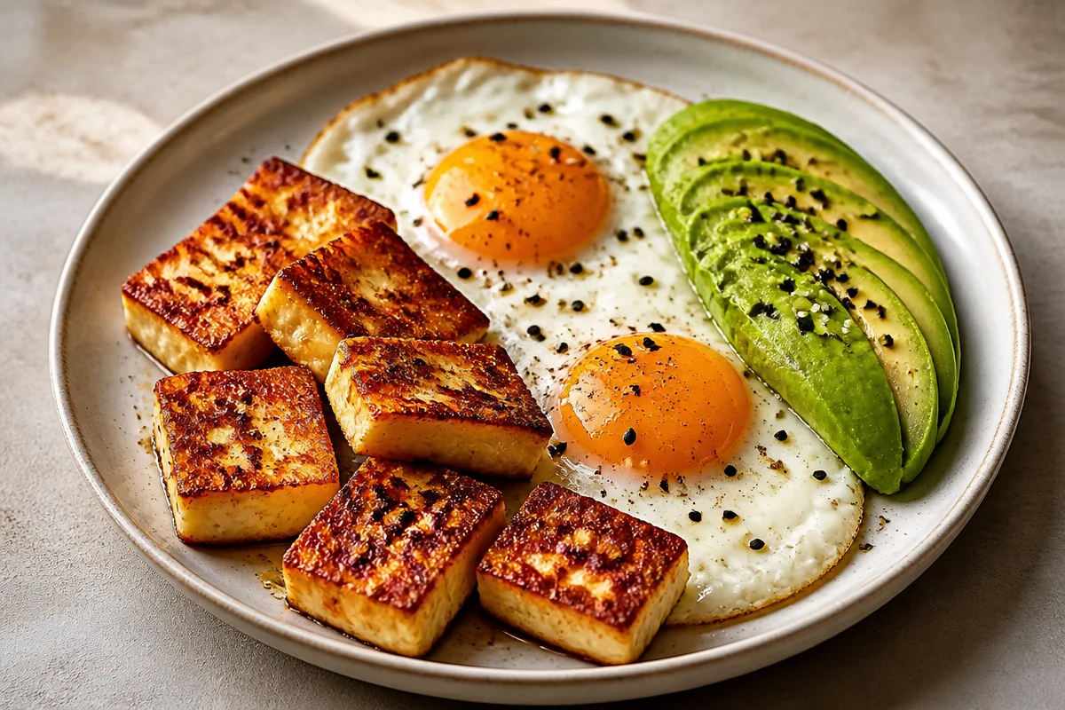 Crispy Halloumi, Eggs and Avocado Power Plate