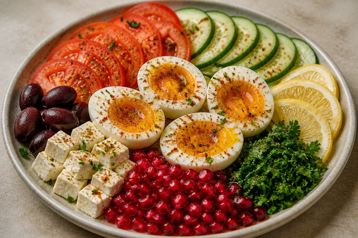 Crispy Mediterranean Egg & Fresh Veggie Plate