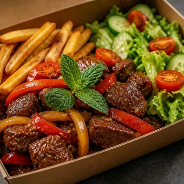 Crispy Pepper Steak & Fries Box served with fresh ingredients and vibrant flavors