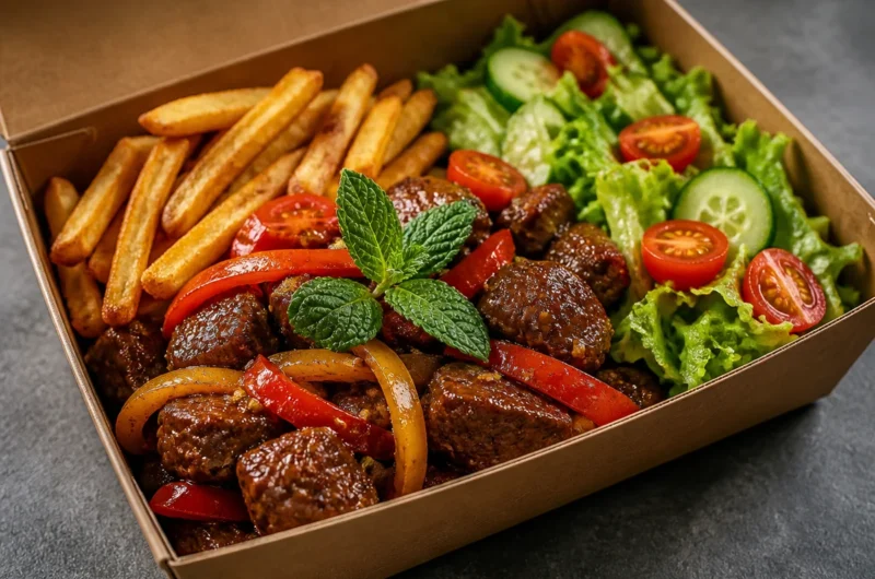Crispy Pepper Steak & Fries Box served with fresh ingredients and vibrant flavors
