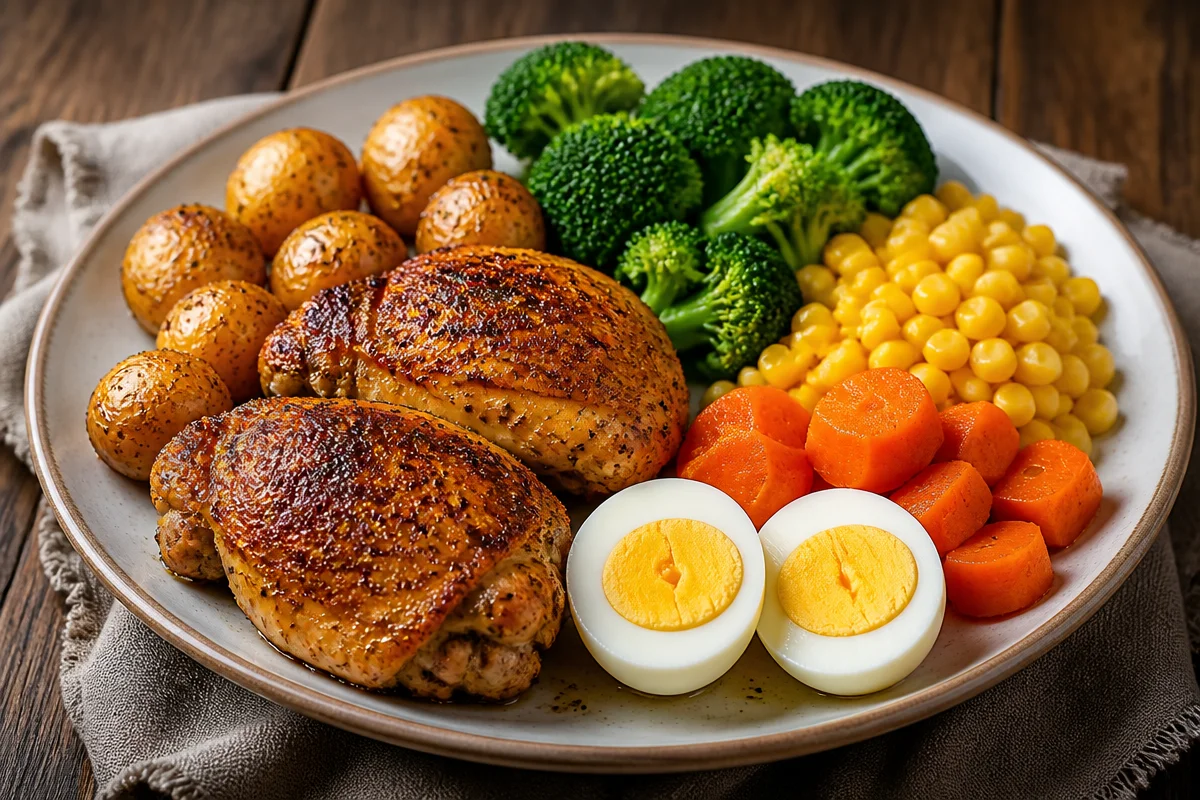 Crispy Roast Chicken Veggie Plate