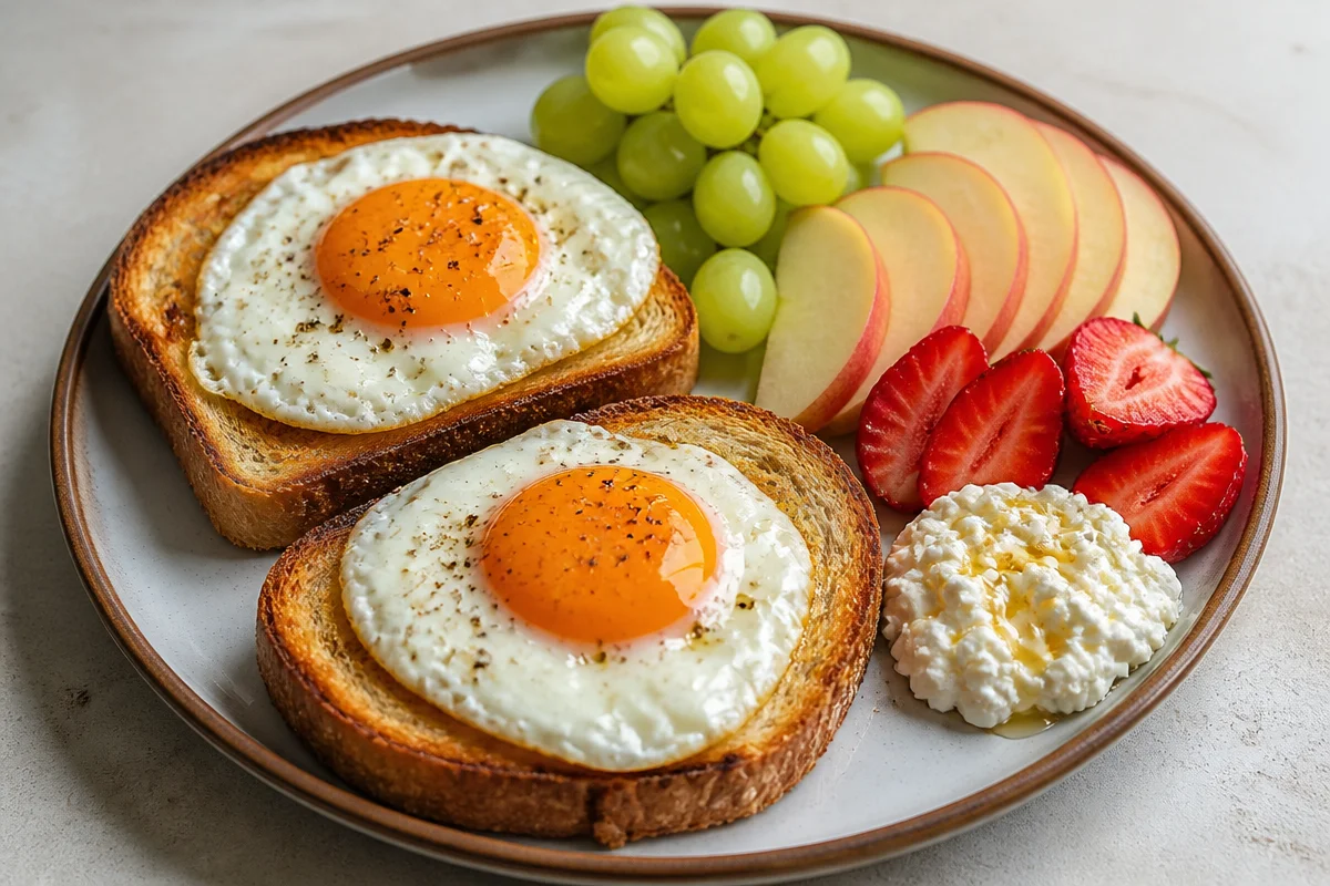 Golden Egg Toast and Fruit Plate