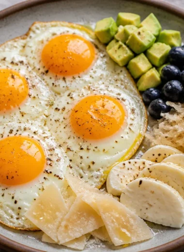 Golden Eggs served with a nutritious avocado power plate