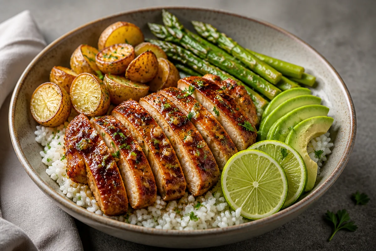 Golden Honey Garlic Chicken Rice Bowl