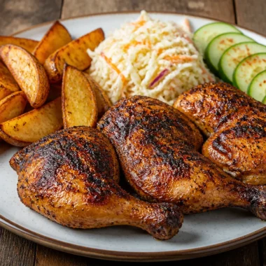 Delicious grilled chicken served with crispy roasted potatoes
