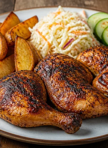 Delicious grilled chicken served with crispy roasted potatoes