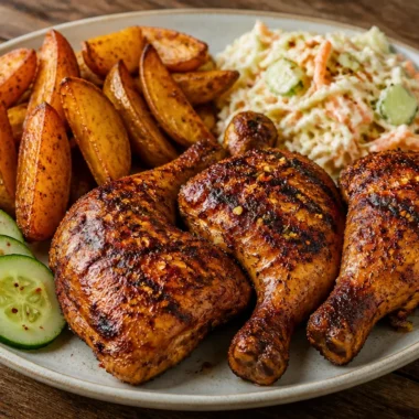 Smoky Grilled Chicken Platter with fresh vegetables and aromatic herbs