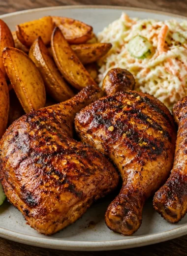 Smoky Grilled Chicken Platter with fresh vegetables and aromatic herbs