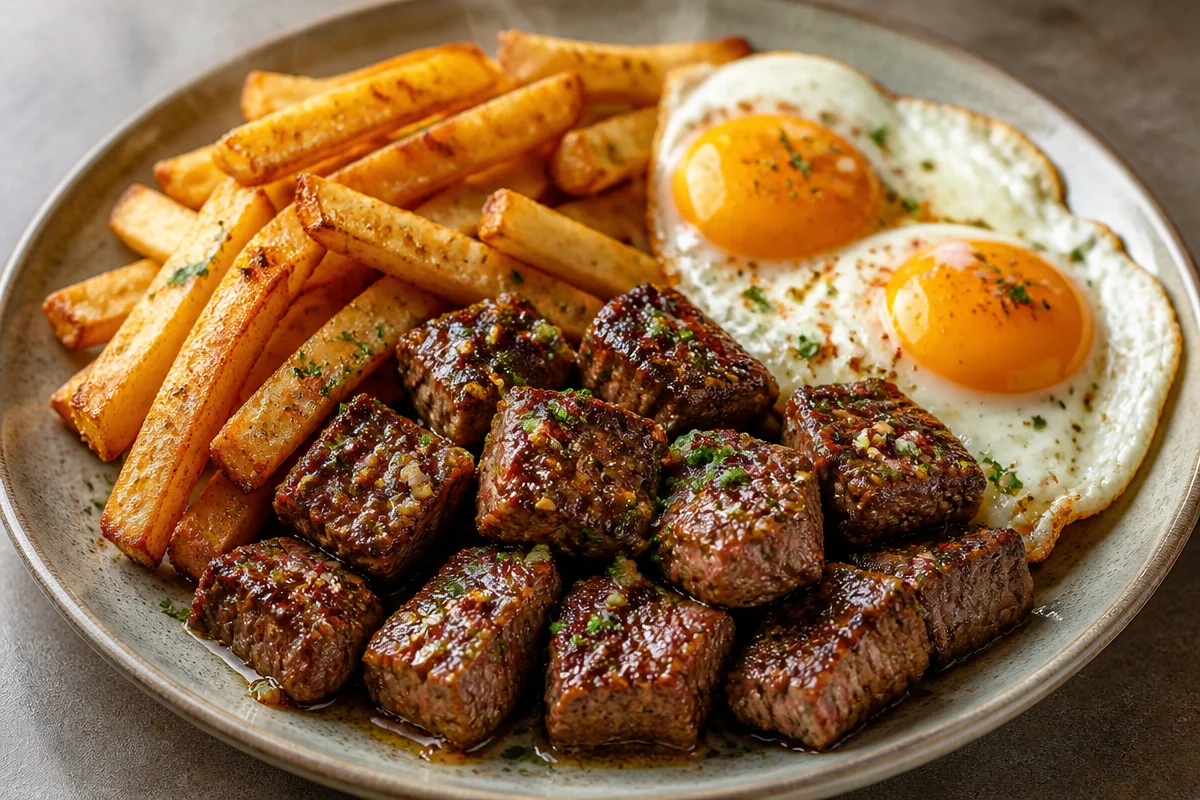 Steak, Eggs & Crispy Fries Plate