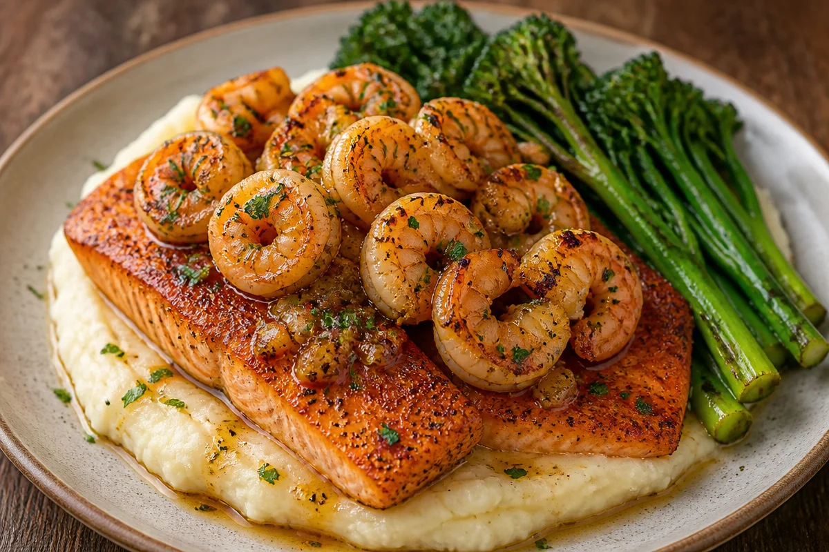 Zesty Garlic Shrimp and Salmon Plate