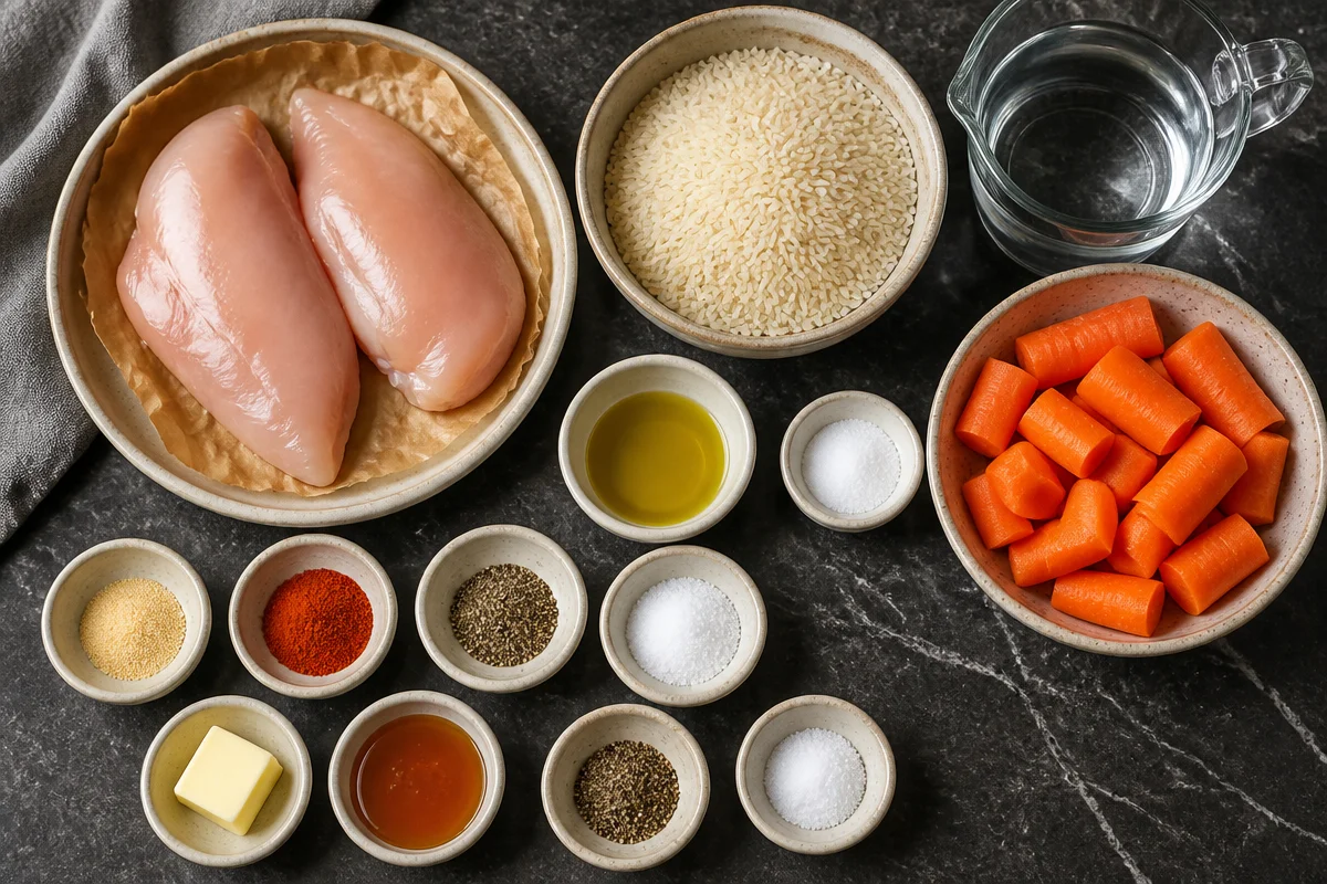 Black Pepper Chicken Breast with Rice & Glazed Carrots