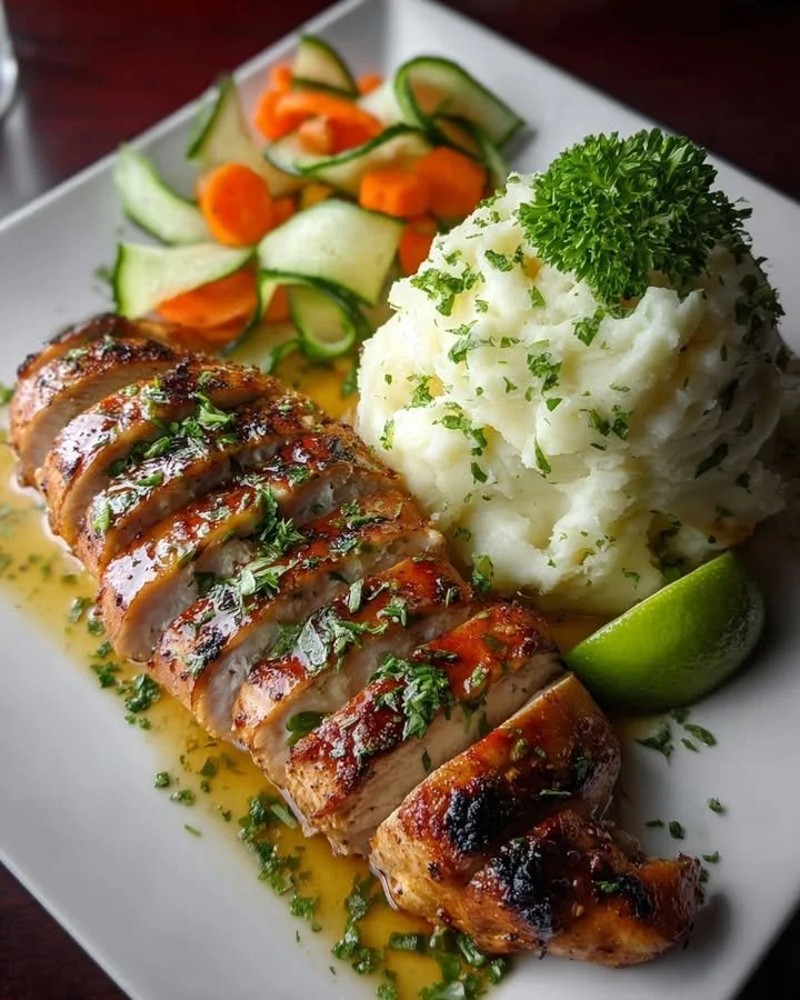 Creamy Garlic Herb Chicken With Mashed Potatoes