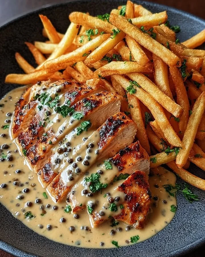 Creamy Peppercorn Chicken and Fries