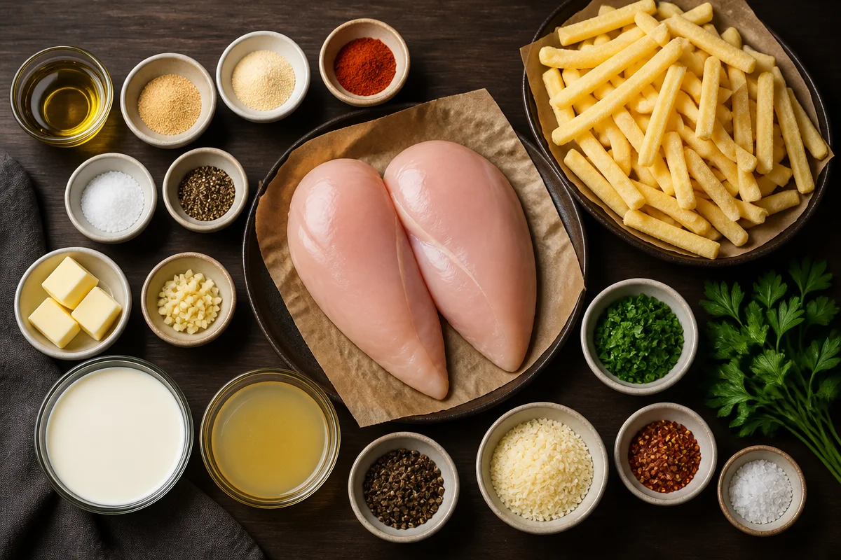 Creamy Peppercorn Chicken and Fries