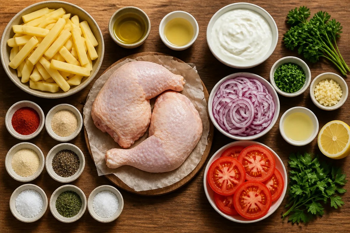 Crispy Grilled Chicken With Fries