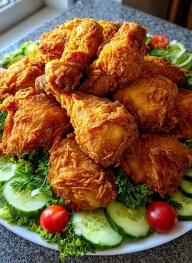 Delicious crispy Southern fried chicken served on a plate