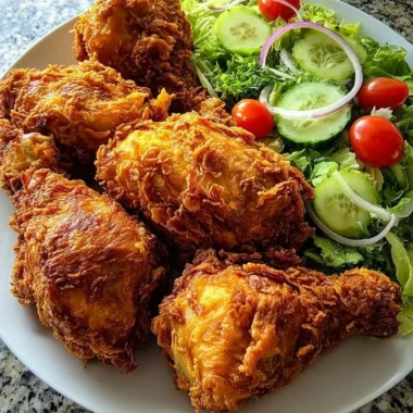 Extra Crispy Southern Fried Chicken served with a fresh garden salad
