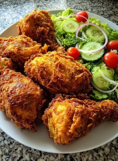Extra Crispy Southern Fried Chicken served with a fresh garden salad