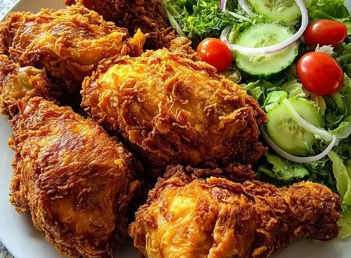 Extra Crispy Southern Fried Chicken served with a fresh garden salad