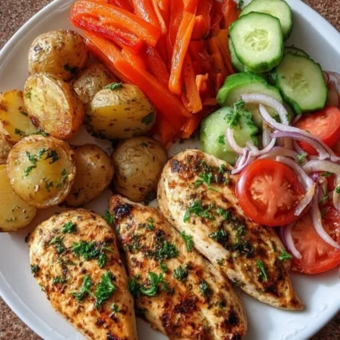 Juicy Garlic Herb Chicken Breast garnished with fresh herbs