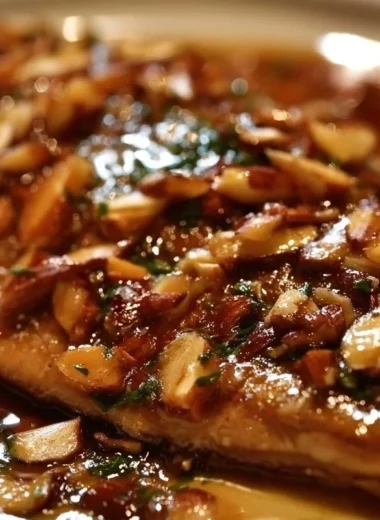 Almond-Crusted Trout served with a delicious pan sauce