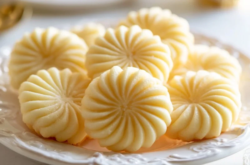 Tray of buttery spritz cookies, a traditional German treat, ready to enjoy.