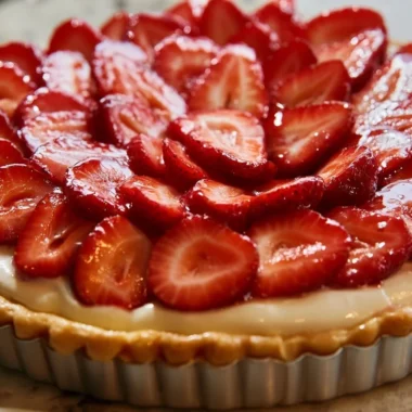 Cozy French Strawberry Tart with fresh strawberries and creamy filling