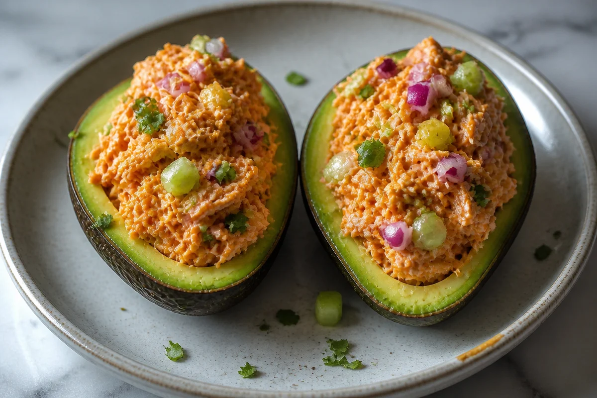 Creamy Buffalo Chicken Stuffed Avocados