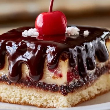 Delicious creamy Danube Wave Cake with chocolate and cherry layers