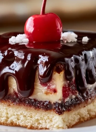 Delicious creamy Danube Wave Cake with chocolate and cherry layers