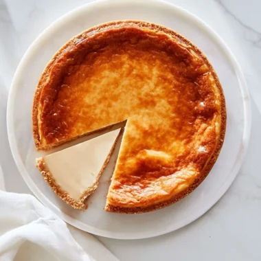 Slice of creamy German cheesecake on a plate with fresh berries