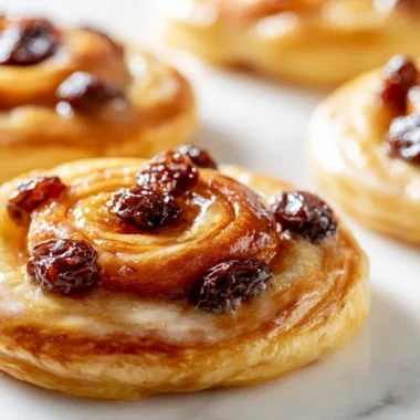 Delicious Creamy Pain Aux Raisins pastry with creamy filling and raisins