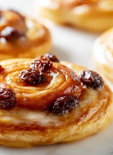 Delicious Creamy Pain Aux Raisins pastry with creamy filling and raisins