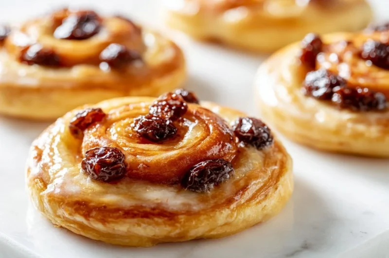 Delicious Creamy Pain Aux Raisins pastry with creamy filling and raisins