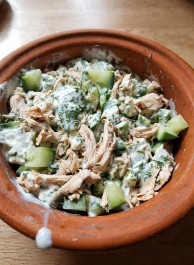 Creamy rotisserie chicken cucumber dill salad with Greek yogurt