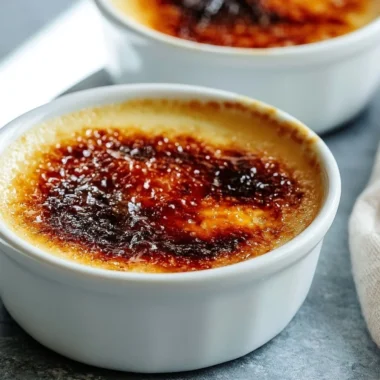 Delicious crème brûlée with a caramelized sugar crust on top