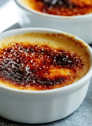 Delicious crème brûlée with a caramelized sugar crust on top