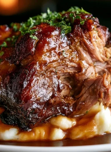 Crispy German pork knuckle served with sides