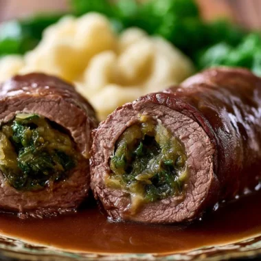 Crispy German Rouladen served with traditional sides