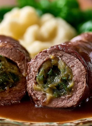 Crispy German Rouladen served with traditional sides