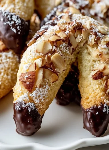 Delicious Golden Almond Crescent Cookies freshly baked with a nutty aroma.