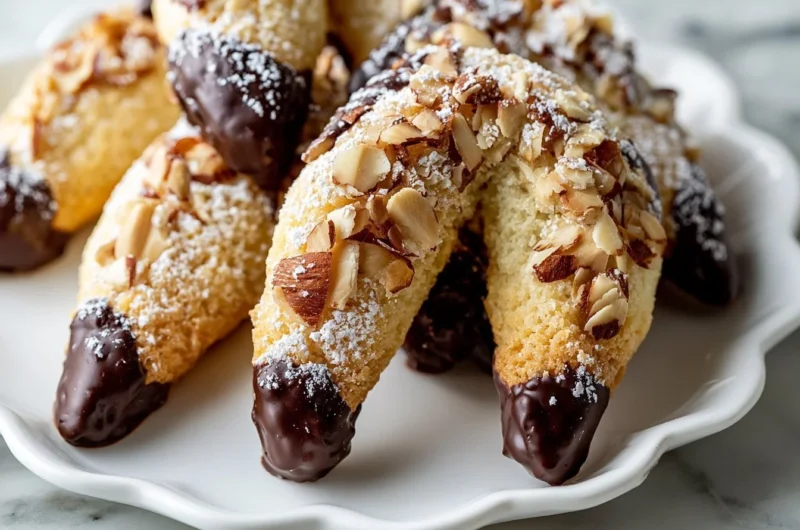 Delicious Golden Almond Crescent Cookies freshly baked with a nutty aroma.